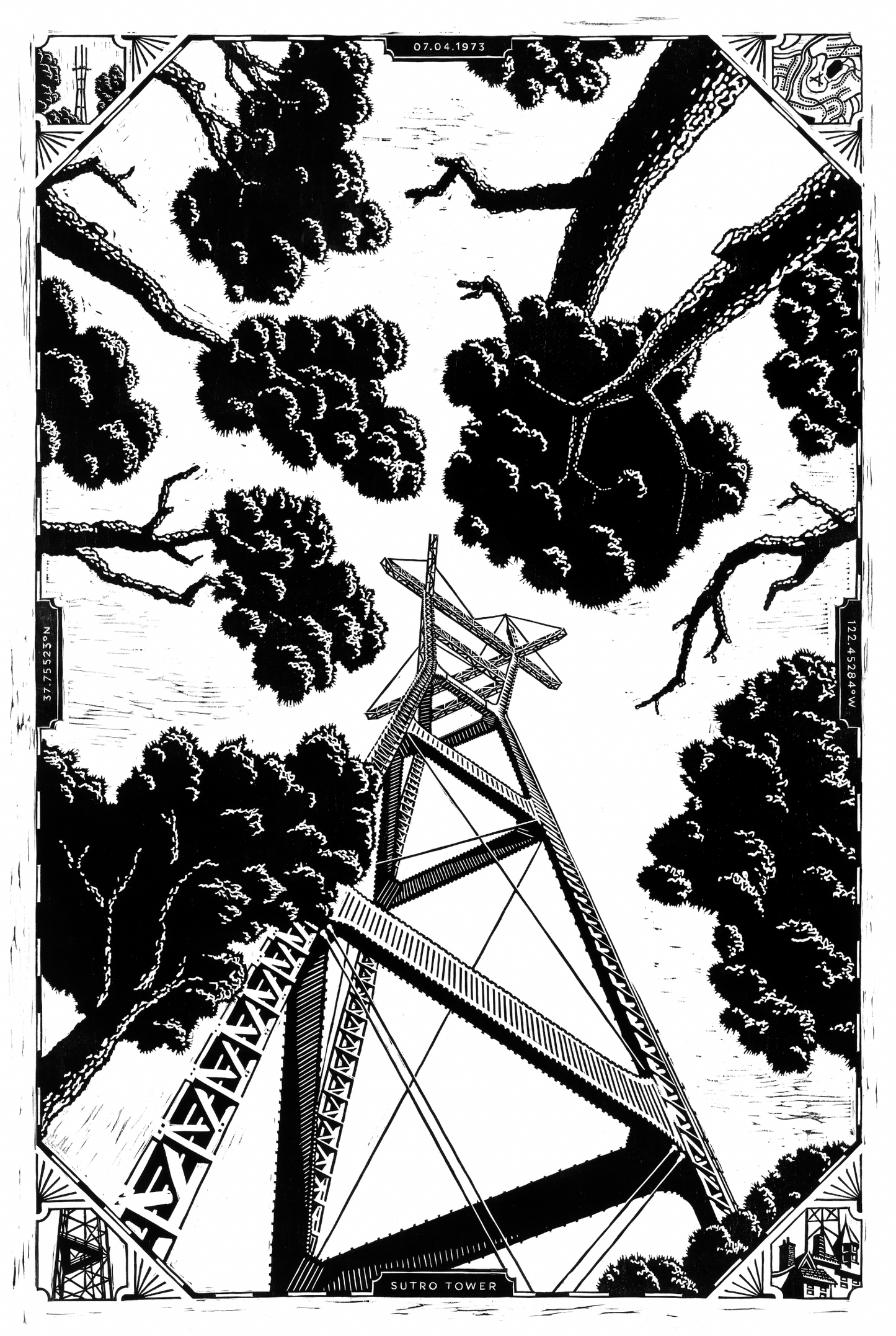 Sutro From Below - Block Print